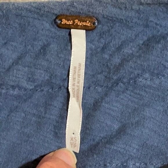 New Free People Crochet Long Sleeve Top in Blue Western Boho Size XS - Picture 8 of 11